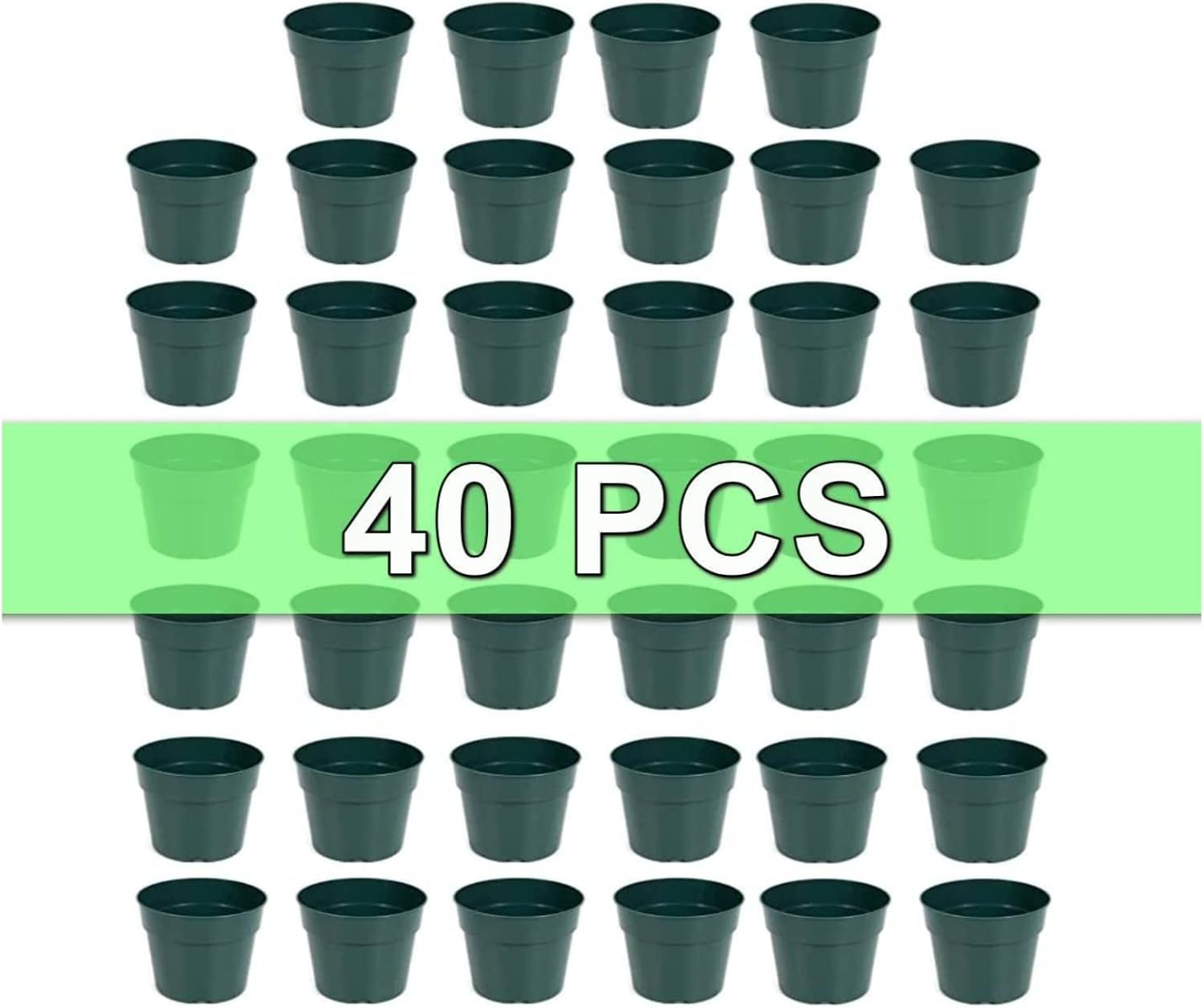 40 Pack 4 Inch Plastic Nursery Pots with Mesh Pad, Thick Sturdy Plastic Plant Pots with Drainage Holes Indoor/Ourdoor Flower Planter Pots, Green