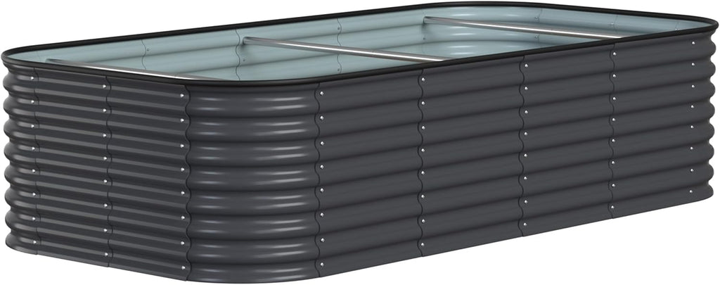 MUPATER 24''H Raised Garden Bed, 8x4FT Galvanized Raised Garden Bed W/ 3 Aluminum Support Rods, Mutli in 1 Modular Raised Planter Box Outdoor for Vegetables, Plants, Grey