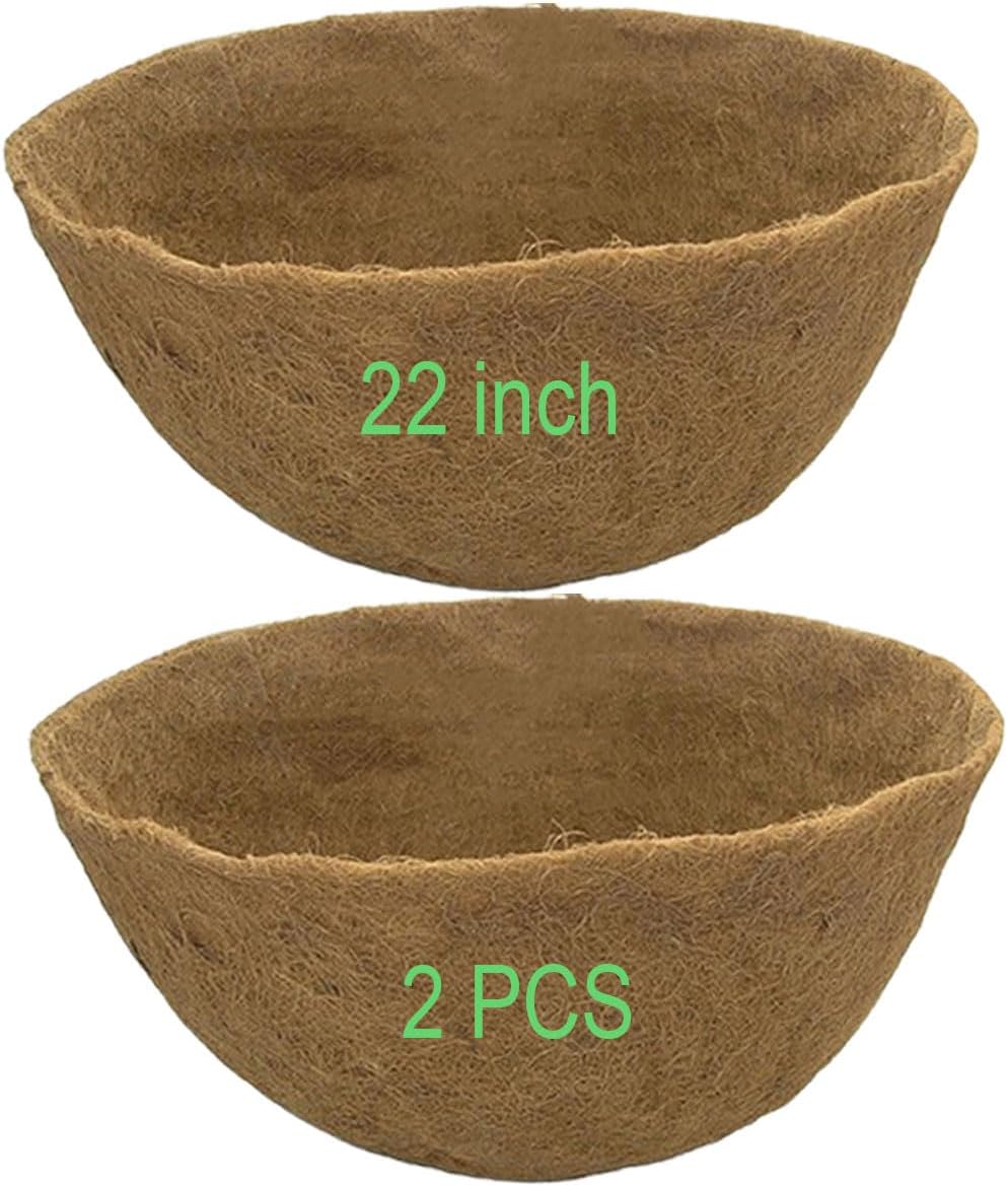 2 PCS 22 Inch x 14 Inch Coco Liners for Planters Round Basket Shaped Coconut Fiber Replacement Liners