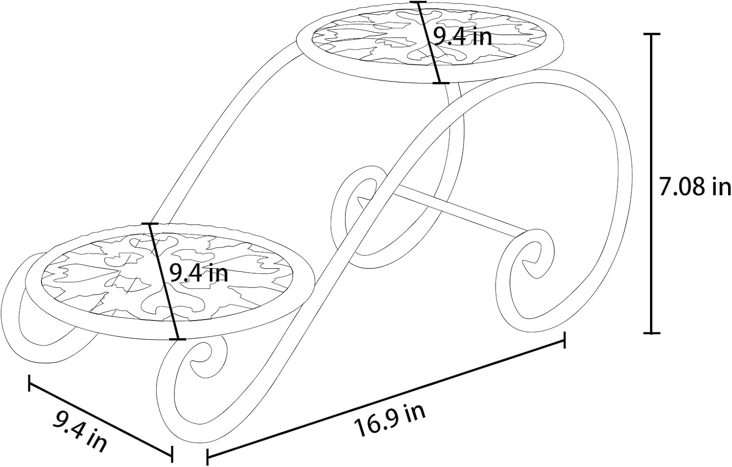 2 Tier Golden Plant Stand for Indoors, Beautiful Appearance And Cute Shape. Brown 1 Pcs