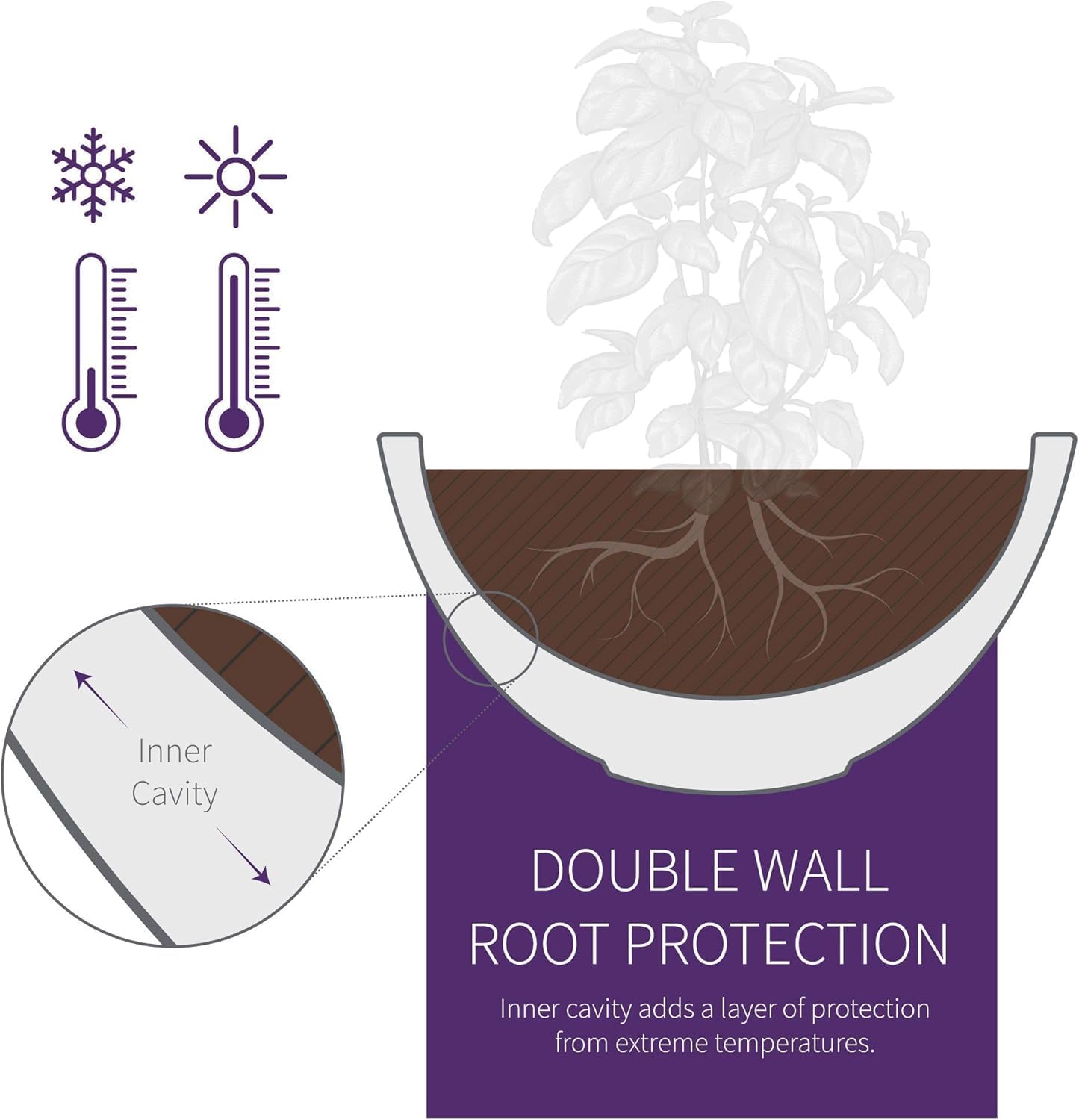 Crescent Garden Delano Bowl Planter, Large Outdoor Round Shallow Plant Pot for Water Garden, Bonsai Plant Pots, Succulents with Drain Hole - Double Walled Bowl Lotus Pot, 26" W (Mocha)