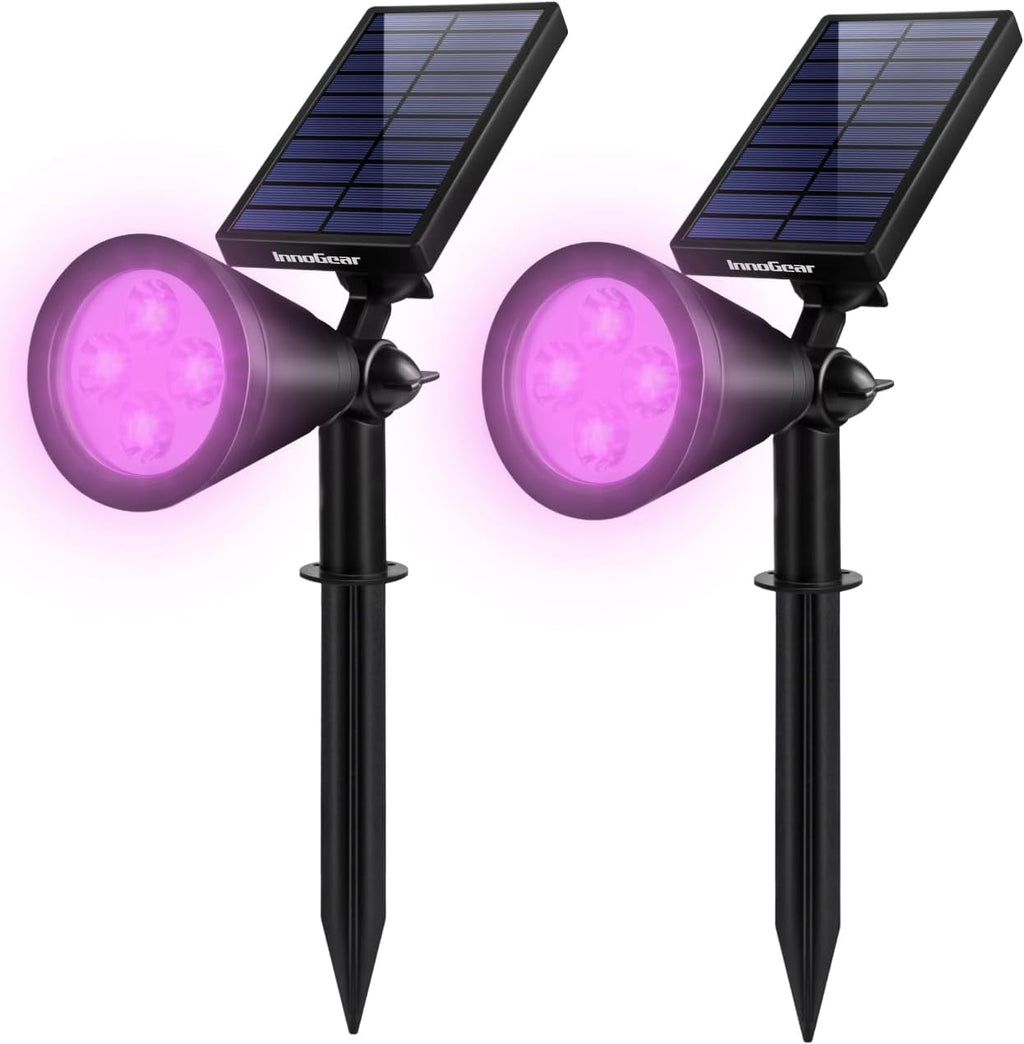 InnoGear Solar Lights Outdoor Waterproof Solar Garden Light for Outside Yard Landscape Lighting Pathway Spot Lights Spotlight Wall Light Auto On/Off, Pack of 2 (Violet Purple Light)