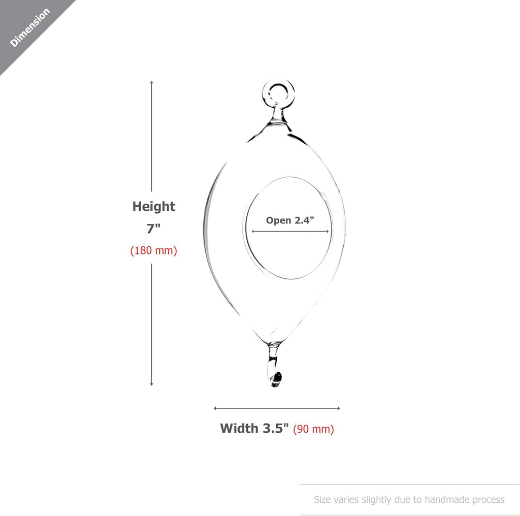 WGV Hanging Terrarium, Width 3.5", Height 7", Oblong, Double Hook, DIY Air Succulent Planter, Clear Glass Vase Orb, Candle Holder for Windowsill Outdoor Garden Decor, 1 Piece