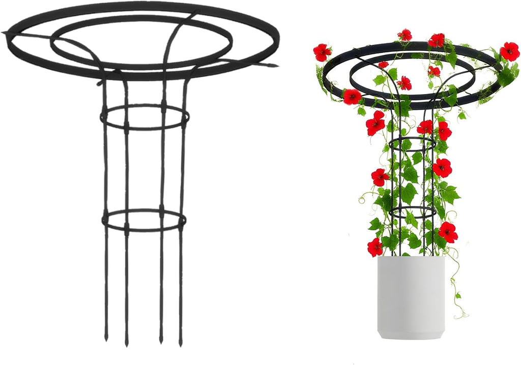 Garden Trellis for Climbing Plants Outdoor, 3.7FT Tall Metal Obelisk Trellis, 41.3" Umbrella Trellis for Potted Plants, Mushroom Top Trellises for Vines, Rose, Clematis, Pea, Bean, Tomato