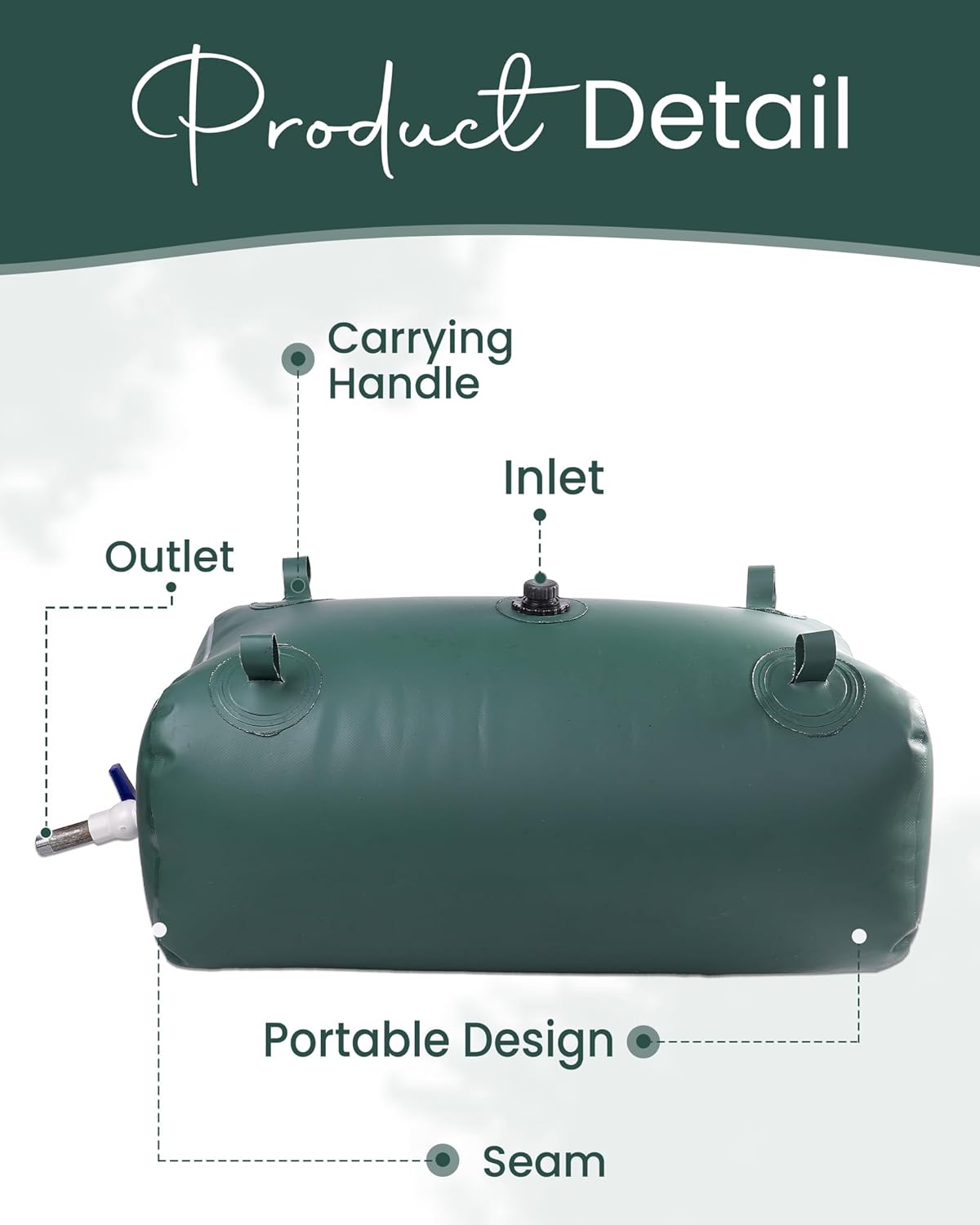 FoundGo Water Storage Bladder Emergency Water Storage Tank, Large Capacity Water Containers, Portable Vinyl Water Storage Barrel for Outdoor/Survival/RV/Garden