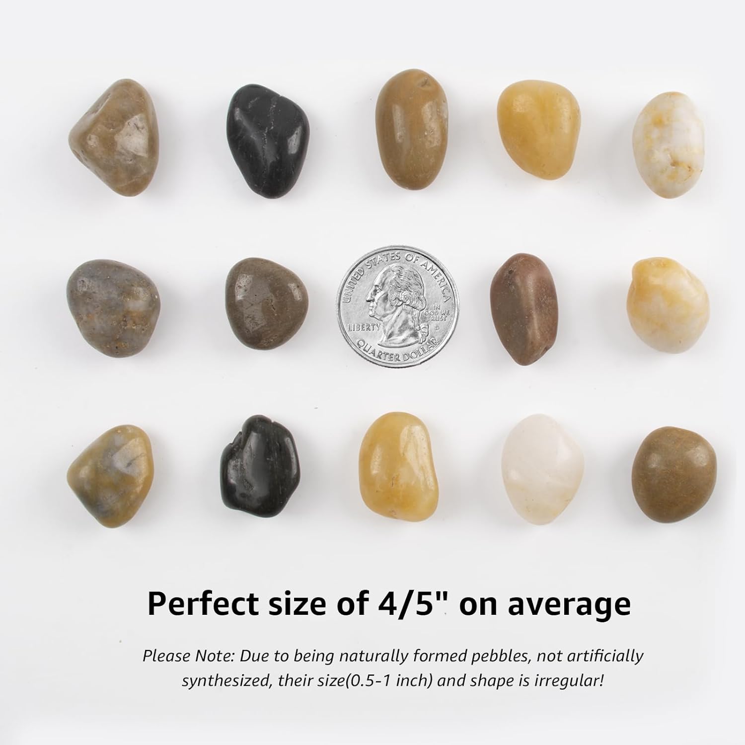 40lbs 0.5-1 Inch River Rocks, Decorative Mixed Pebbles for Garden Landscaping, Indoor Plants, Fish Tanks, Vases, and Succulents – Ideal for Home Decoration and Outdoor Gardens (Mixed, Weight: 40 LB)