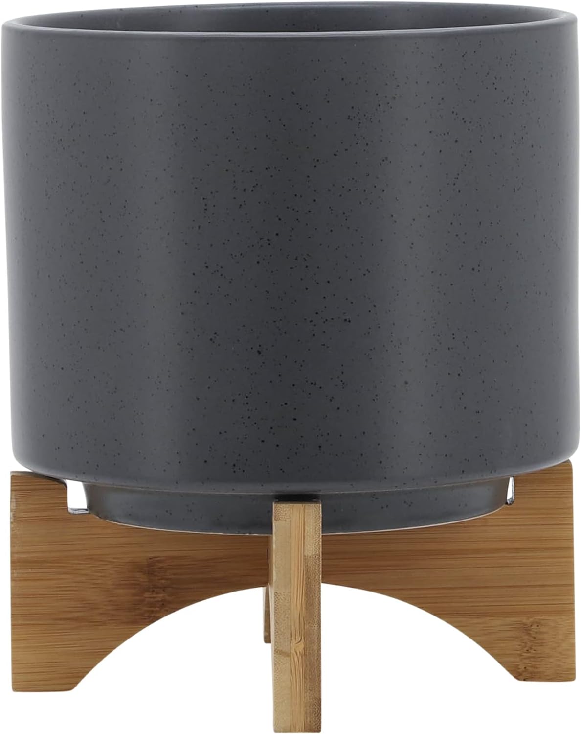 Sagebrook Home Ceramic Planter with Stand - Modern Stoneware Plant Pot - Minimalist Indoor/Outdoor Home & Garden Decor - 9" Gray