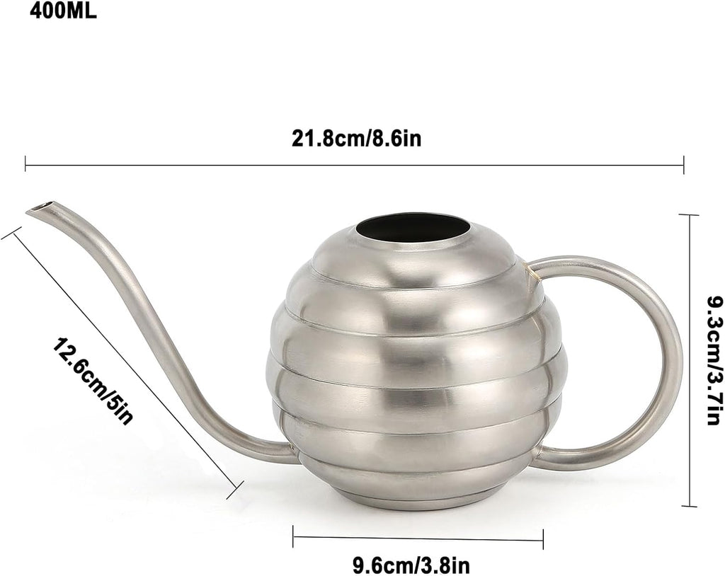 Plant Watering Bottle, 400ml/14oz, Retro Style Watering Can, Matte, Frosted (Silver)