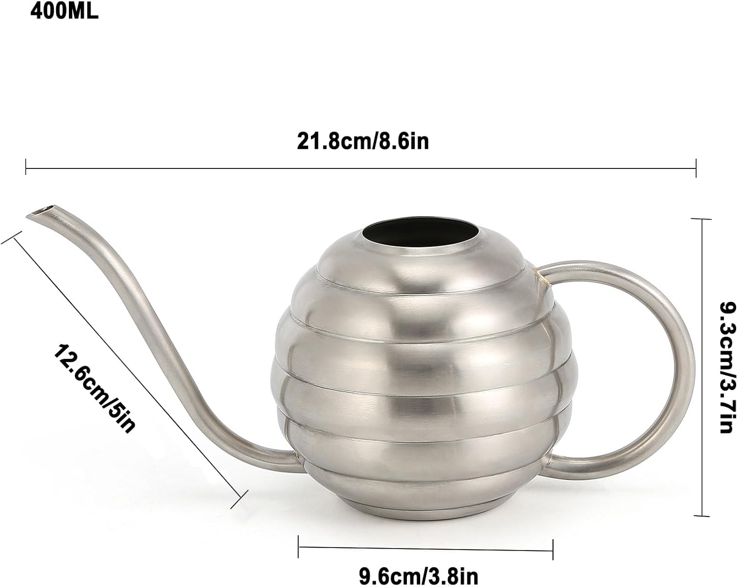 Plant Watering Bottle, 400ml/14oz, Retro Style Watering Can, Matte, Frosted (Silver)