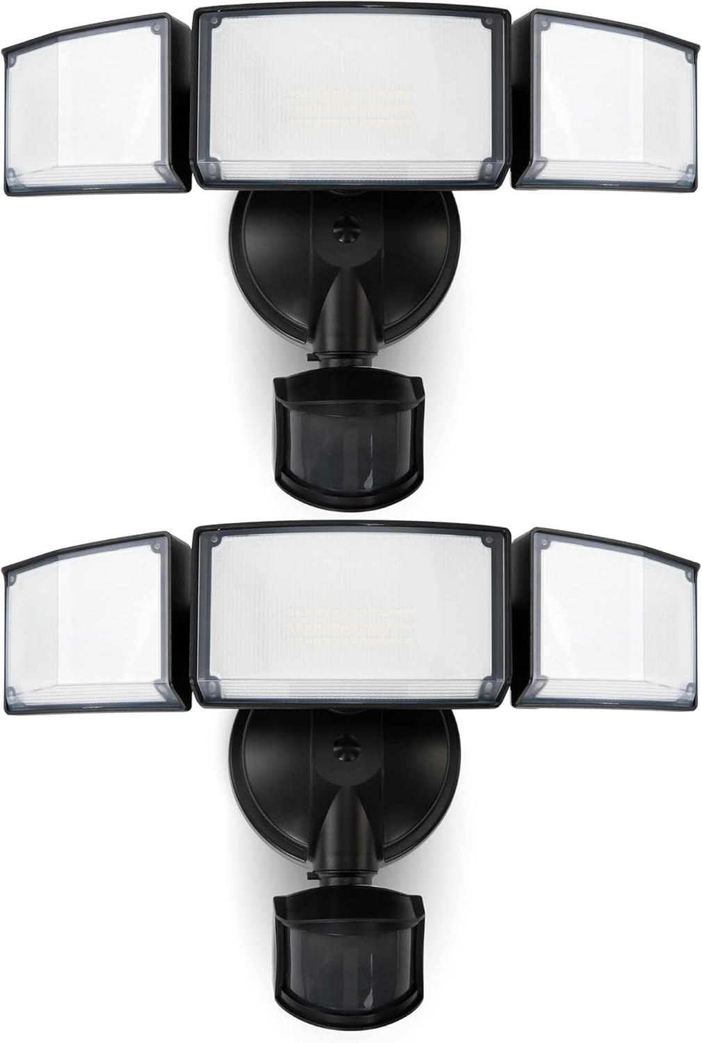 LUTEC 2 Pack 72W 7500LM LED Security Lights Motion Sensor Light Outdoor, 5000K Daylight, IP65 Waterproof, Dusk to Dawn, 3-Head Motion Detected Flood Light for Garage, Yard, Porch(Black)