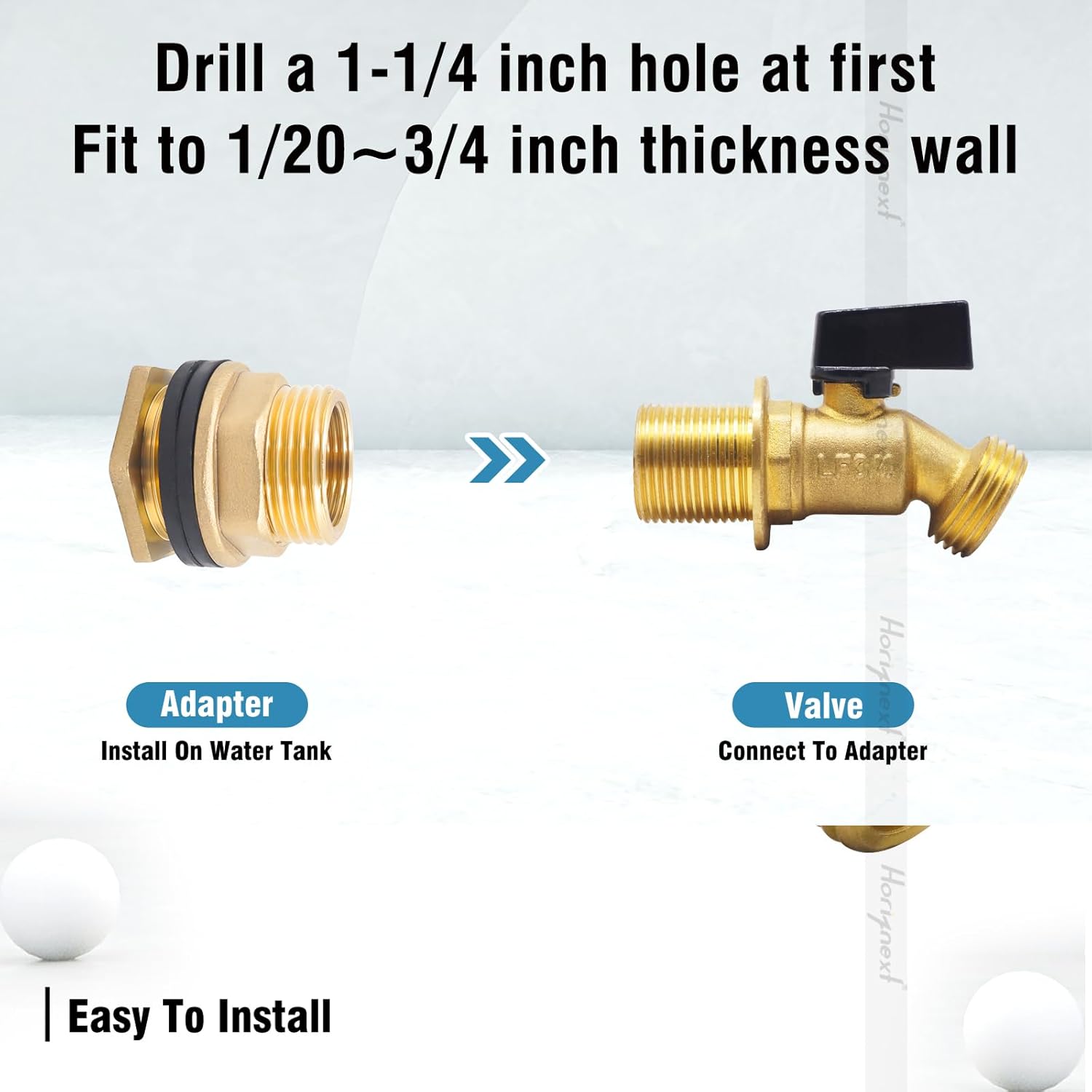 GHT 3/4 spigot for rain barrel parts kit, brass water barrel spigot for 5/25/50/55 gallon bucket, bulkhead valve for rainwater drum garden hose connector and drain valve diy kits