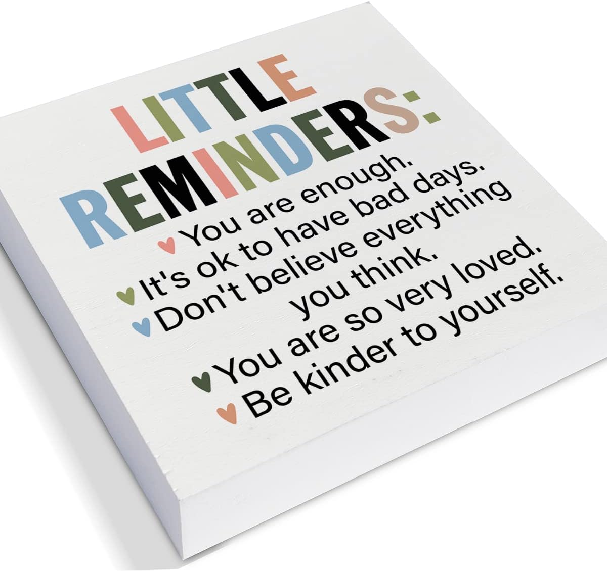 Inspiration Saying Wooden Box Sign Little Reminders You are Enough Wood Block Plaque Decor Home Office Desk Shelf or Wall Display