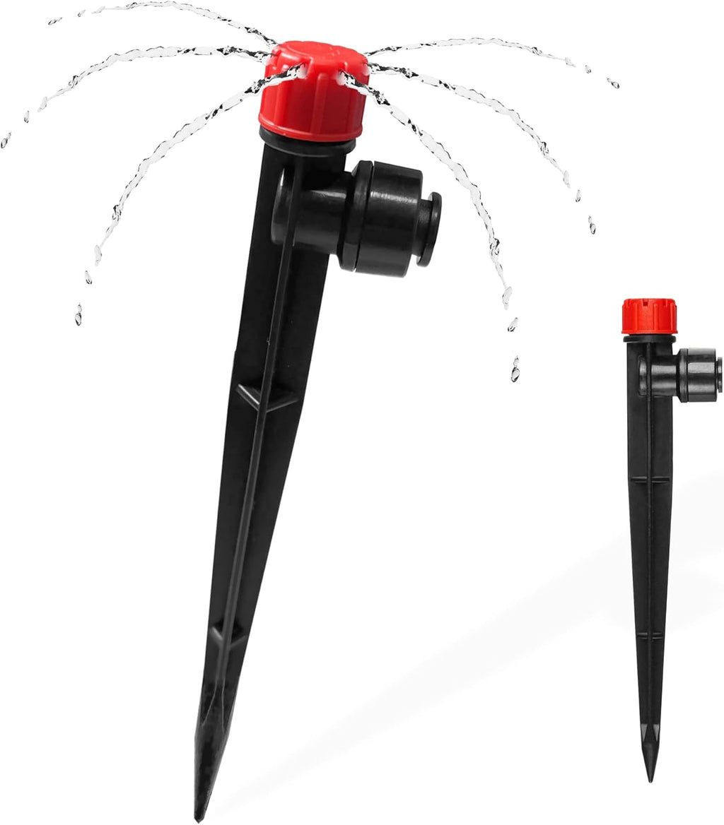 60PCS Push-to-Fit Drip Irrigation Emitters for 1/4 inch Irrigation Tubing, Adjustable 360 Degree Drip Emitter Sprayer with Stake, Irrigation Dripper Sprinklers for Drip Irrigation System