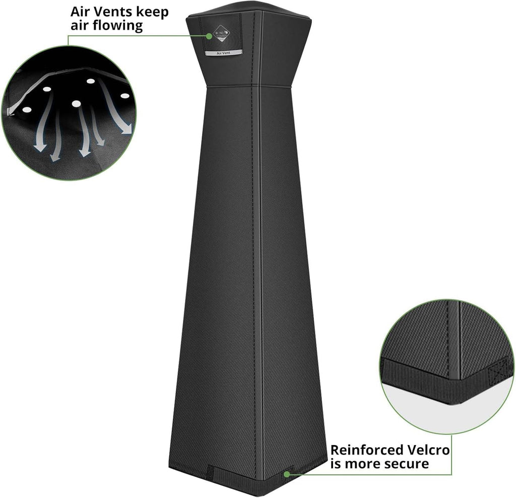 QH.HOME Winter Pyramid Heater Covers, [2025 Upgraded Tear-Resistant Fabric] Waterproof with Robust Zipper ,Dustproof/Wind/Sunlight/Snow-Resistant, 90"H x 23"D x 23"B, Black