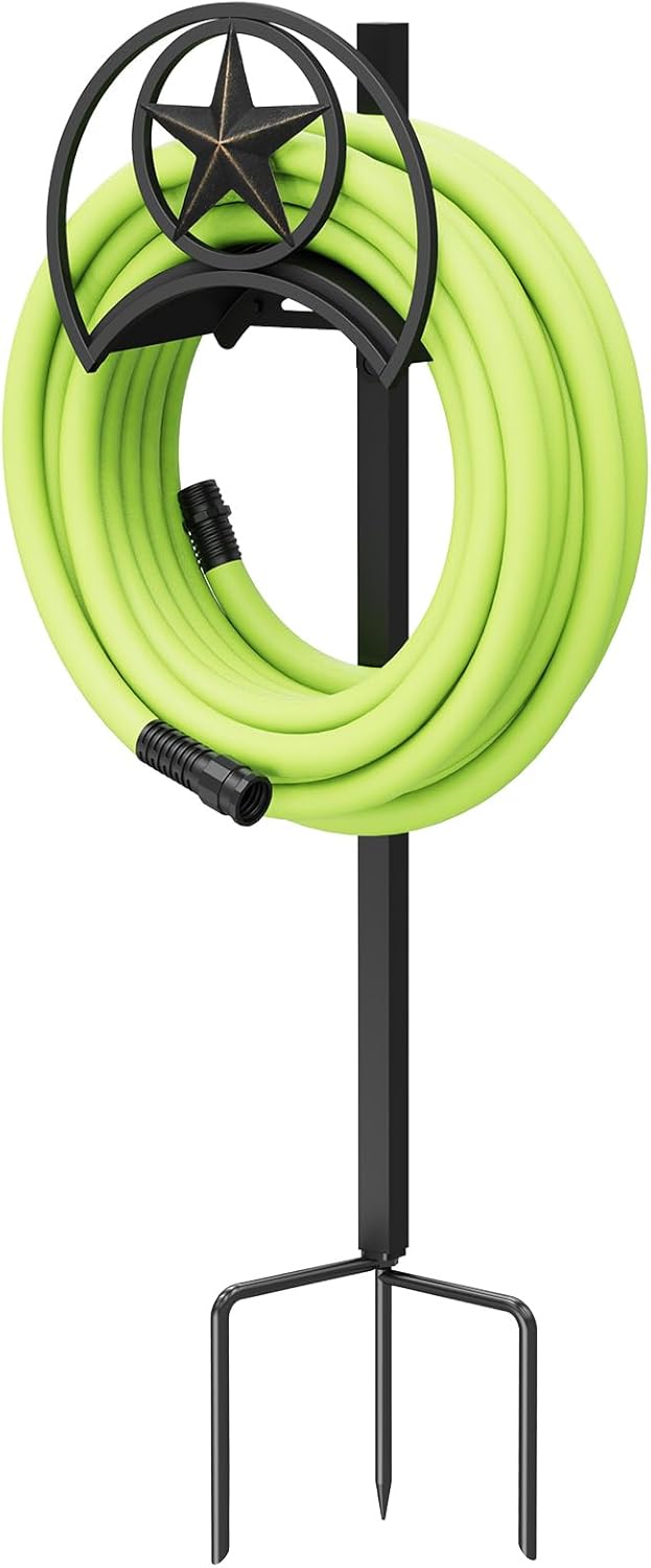 GOFORWILD Garden Hose Holder, Decorative Hose Butler Sturdy Water Hose Rack, Durable Wall Hose Hanger, Hose Reel, Holds 125-Feet of 5/8-Inch Hose, Made of Gauge Steel, 7010