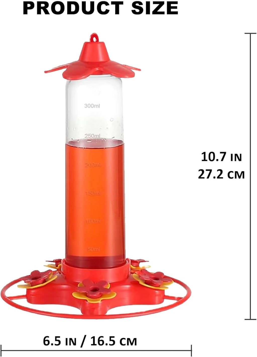 Hummingbird Feeders for Outdoors Hanging - 5 Feeding Ports 320 ml Plastic Hummingbird Feeder, Bee-Proof Leak-Proof No Drip, Easy to Clean with Cleaning Brush