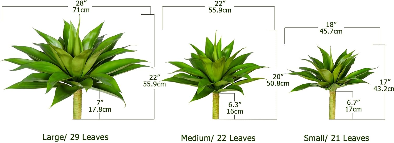 Fake Plants Artificial Agave Plants Indoor, UV Resistant Fake Agave Planters Outdoor Decorating.Artificial Plants for Outdoors Decor(1Pack,22') Spring Decorations for Home