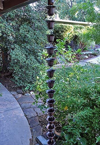 Nutshell Stores Flower Cups Rain Chain - Bronze - 16 Feet