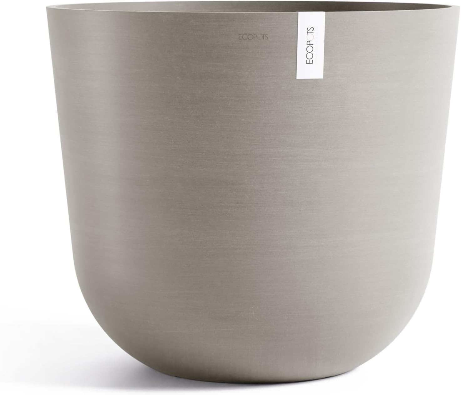 Ecopots Oslo Durable Modern Round Indoor/Outdoor Recycled-Based Composite Flower Pot Planter, Taupe, 25.5"