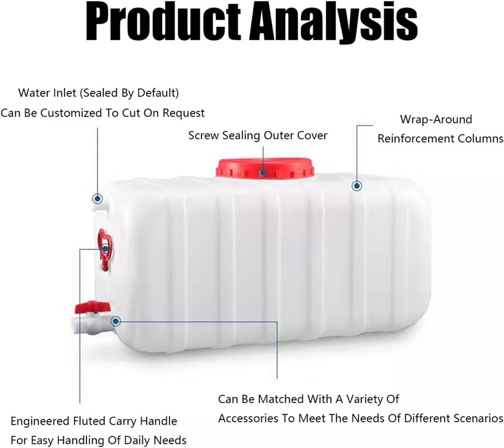 Plastic Water Storage Carrier with Tap 25L/35L/50L/80L/110L/200L Water Tank Dispenser Emergency Water Container for Camping Caravan Hiking Outdoor(Size:29Gal/110L)