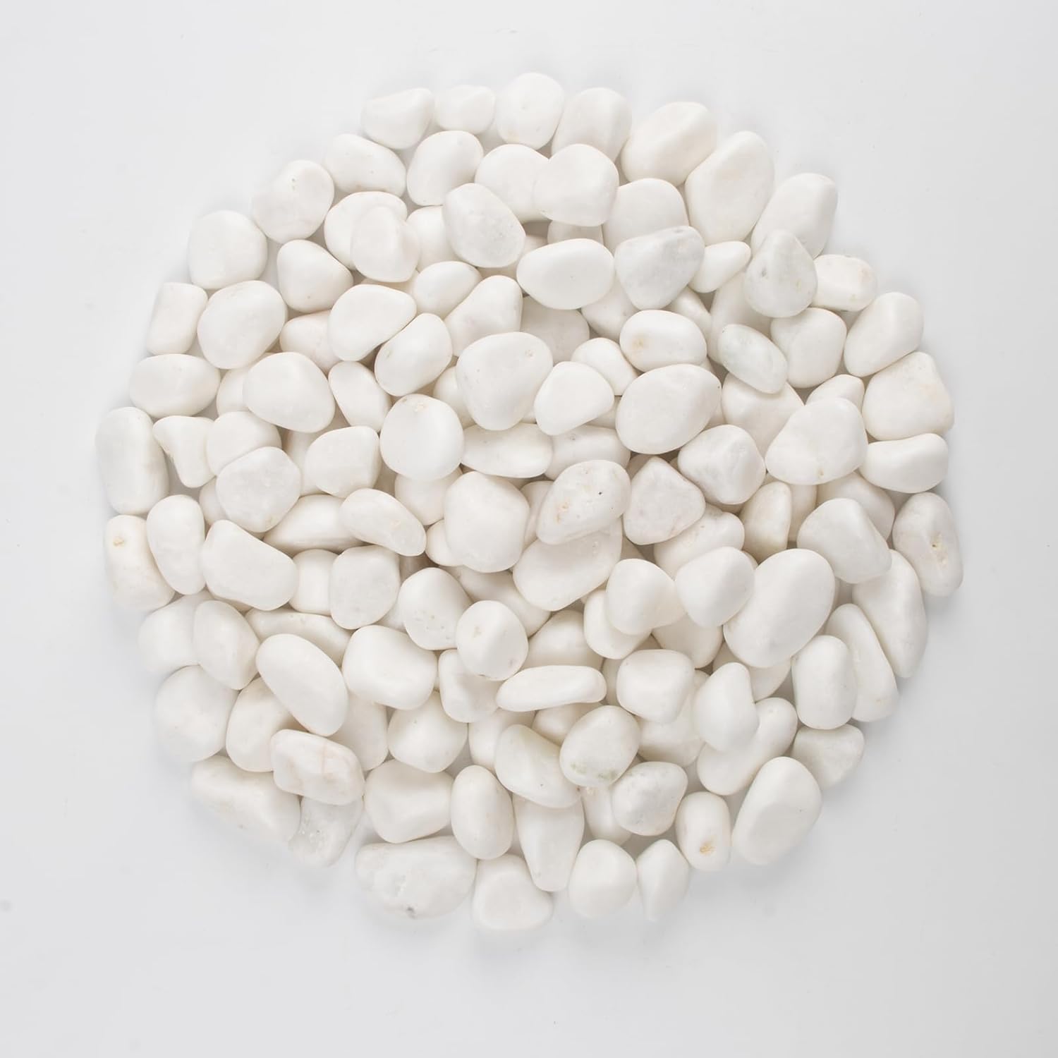 20 lbs White Polished Garden Stones, 0.5-1 Inch Decorative Rocks for Landscaping, Pathways, Yard Borders, Pots, Aquarium Decoration, and DIY Craft Projects (Pure White, Weight: 20 LB)