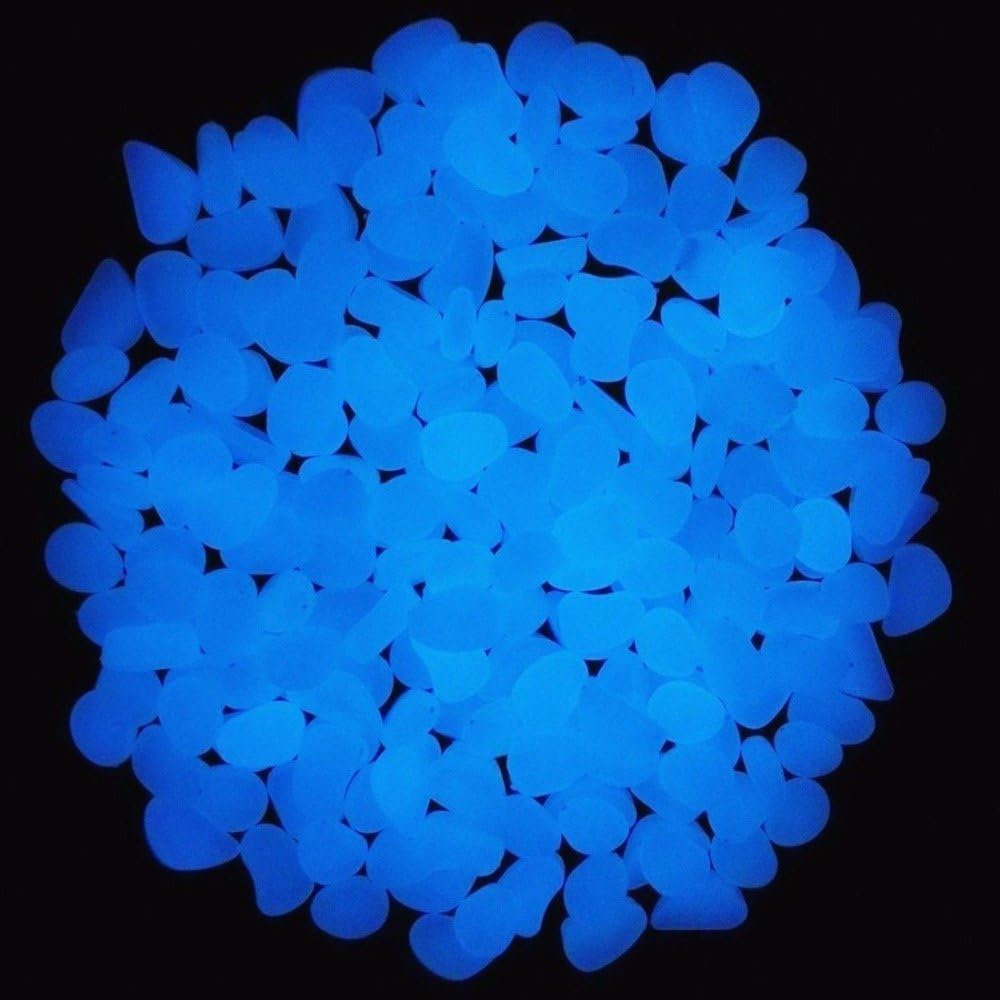 Oubest Fish Tank Rocks Glow Blue/Glow in The Dark Pebbles for Garden/Fish Tank/Aquarium/Plant Pots/Bonsai Walkway/Driveway 200pcs