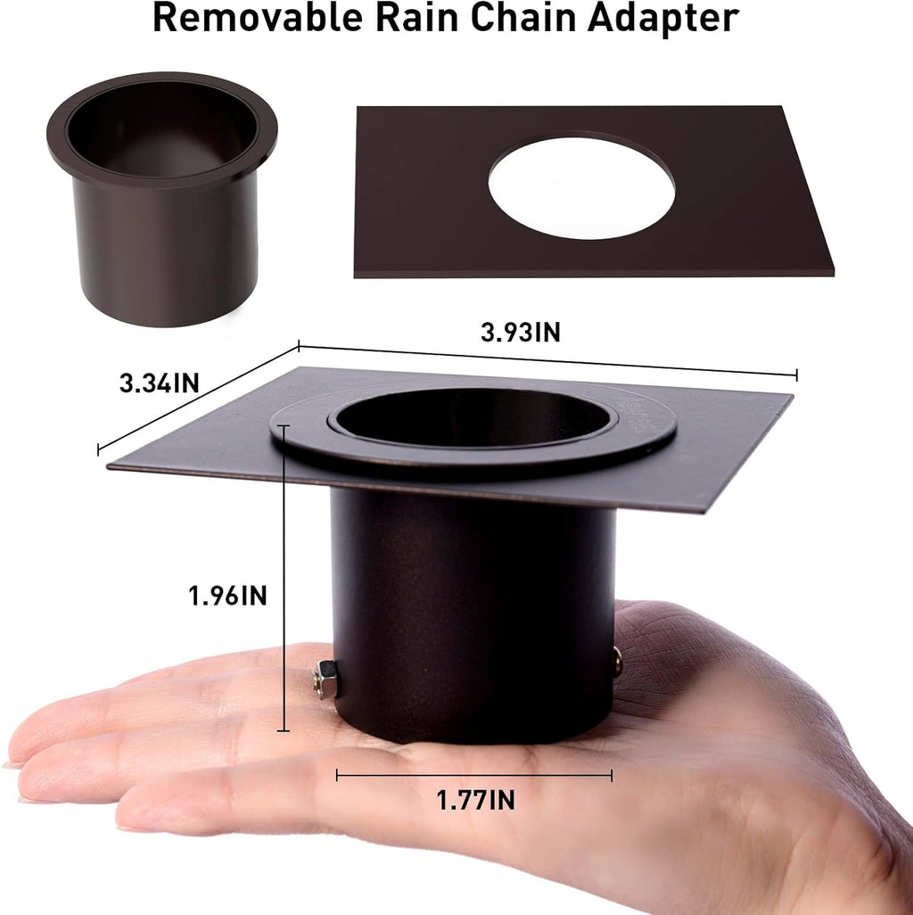 Rain Chains for Gutters with Adapter,Wrought Iron Rain Chain Set 8.5 Ft Not Rust, Gotta Drain with Sturdy Anchoring Stake, 14 Cups, 1 Hook, Adjustable Gutter Downspout for Outdoor Decorative