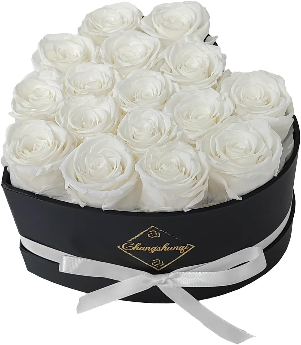 16 Flowers Forever Preserved Roses in Box, Preserved Flowers Womens Birthday Gifts for Women Mothers White Rose Gift for Her Romantic Eternal Rose for Women Mom Friends
