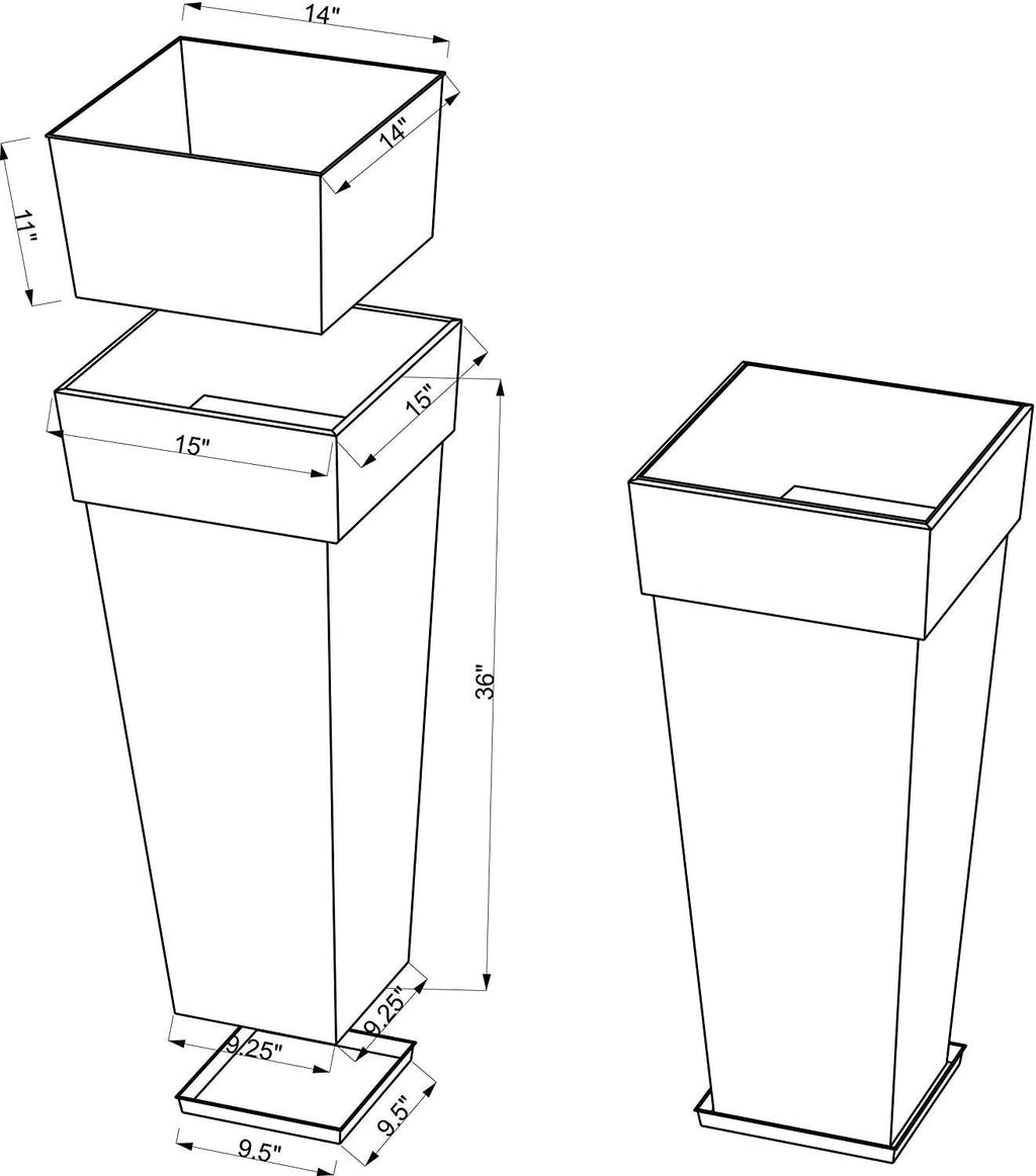 H Potter Tall Square Planter Stainless Steel with Antique Copper Finish Indoor and Outdoor Garden Pot Plant Box Holder for Succulent Flowers 36.5 Inches in Height