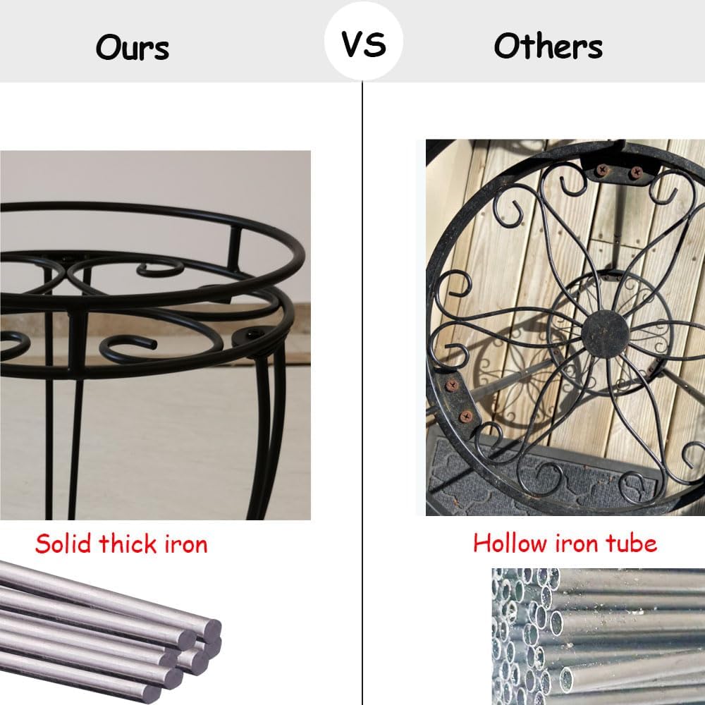 18.9inch Tall Plant Stand for Flower Pot Heavy Duty Potted Holder Indoor Outdoor Metal Rustproof Iron Garden Container Round Supports Rack