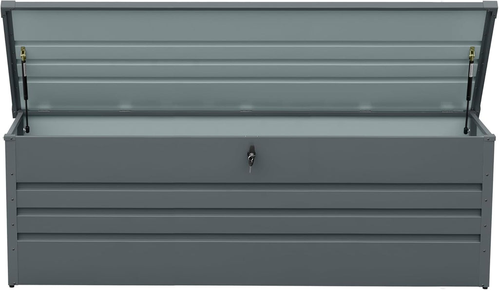 260 Gallon Waterproof Outdoor Storage Box, Extra Large Outside Metal Deck Storage Box for Patio Cushions, Garden Tools, Pool Supplies