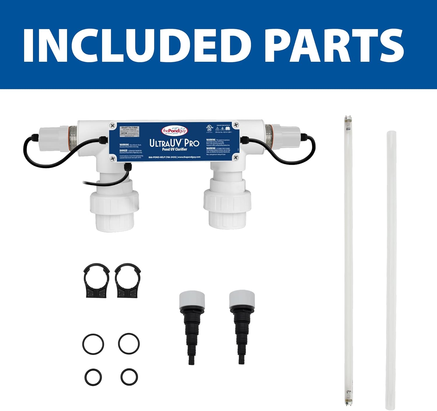 The Pond Guy UltraUV Pro Ultraviolet Lamp for Koi Ponds & Water Garden, EPA Registered Light for Green Water & Planktonic Algae Treatment, 15 Watt