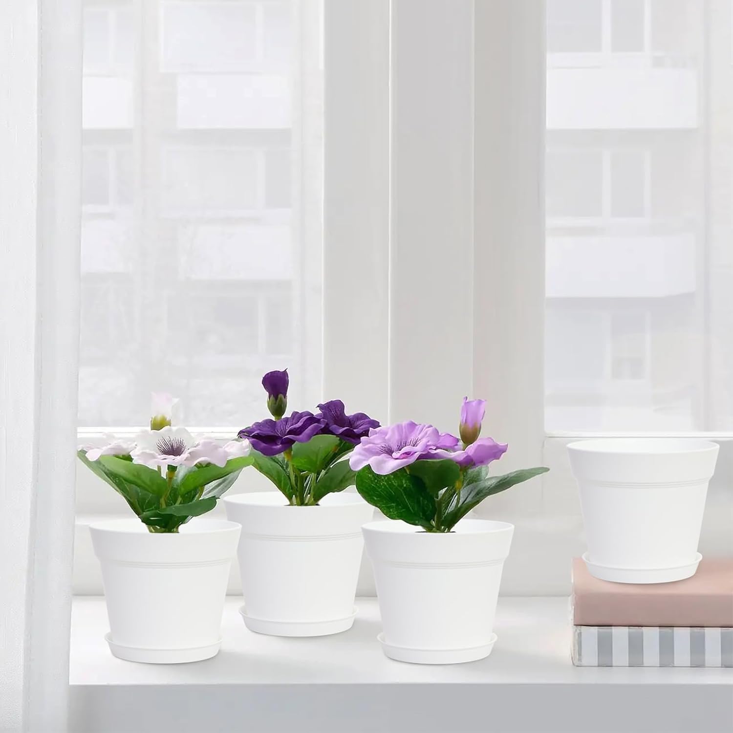 GARDIFE 20 Pack 6 inch Plant pots, planters for Indoor Plants, Flower pots, White