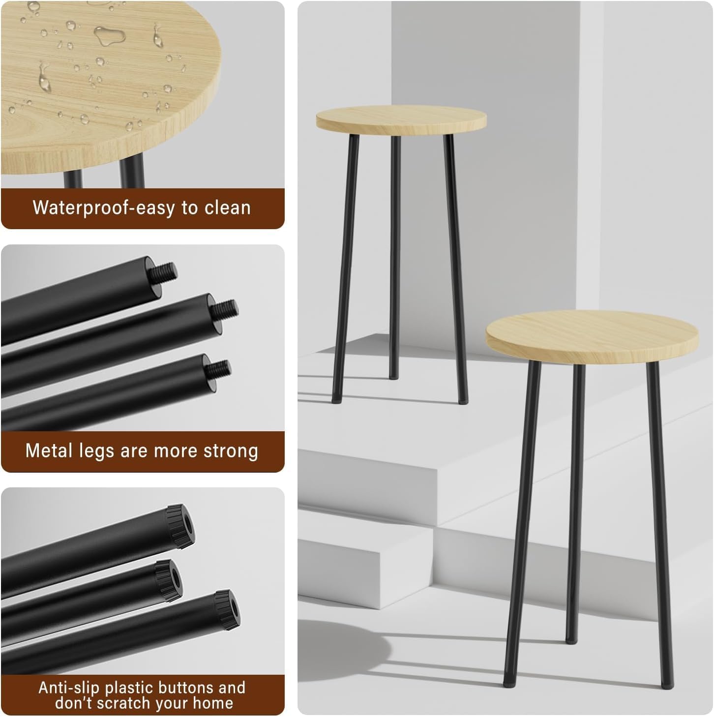 Plant Stand Indoor Outdoor: 2 Pack Indoor Plant Stand 20'' Convertible Multi-purpose Holder - Mid Century Modern Decor - Tall Plant Table for Living Room/Balcony/Garden/Patio