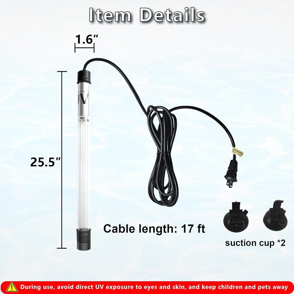 55W Pond UV Light for 500-5000 Gallon, Aquarium UV Light, UV Water Clarifier for Pond, Cold Plunge, Aquarium, Ice Bath, Hot Tub, Swimming Pool, Spa and Fish Tank