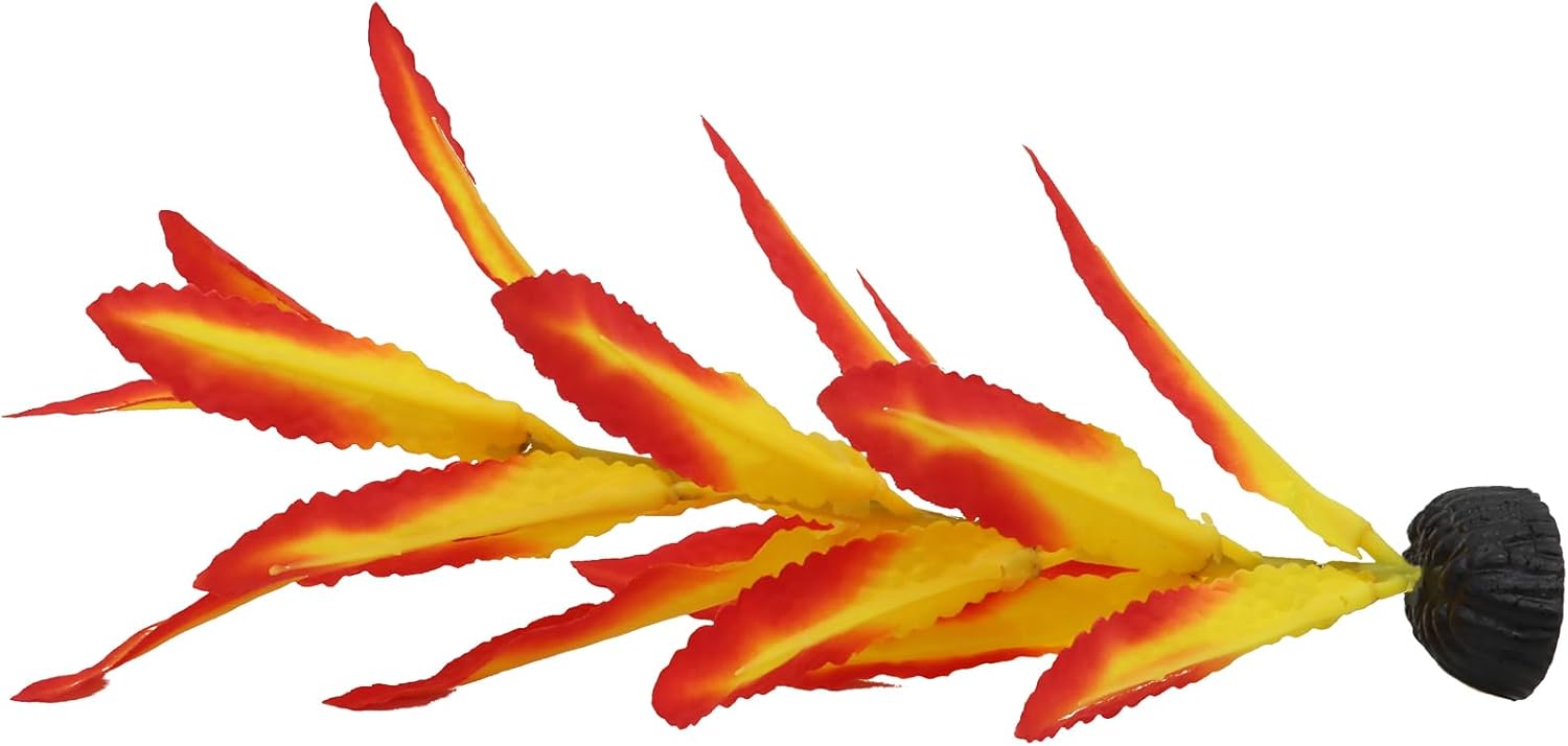 Silk Aquarium Plants for Betta Fish Tank, 2 Pcs 7.8 Inch Small Silk Aquarium Plant Aquatic Water Grass Decoration (Yellow-Red, 8 Inch)