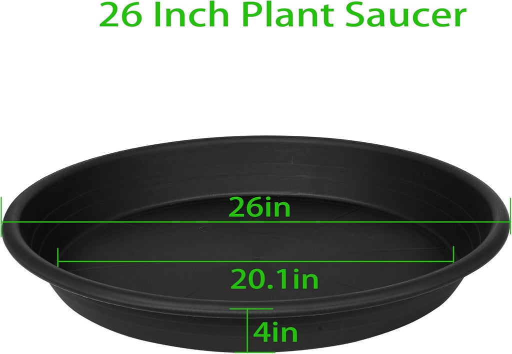 1 Pack of 26 inch Plant Saucer, Large Plant Tray, Heavy Sturdy Plant Drainage Tray for Indoors, Bird Bath Bowls, Sturdy Plastic Pot Tray for Planter (Black)