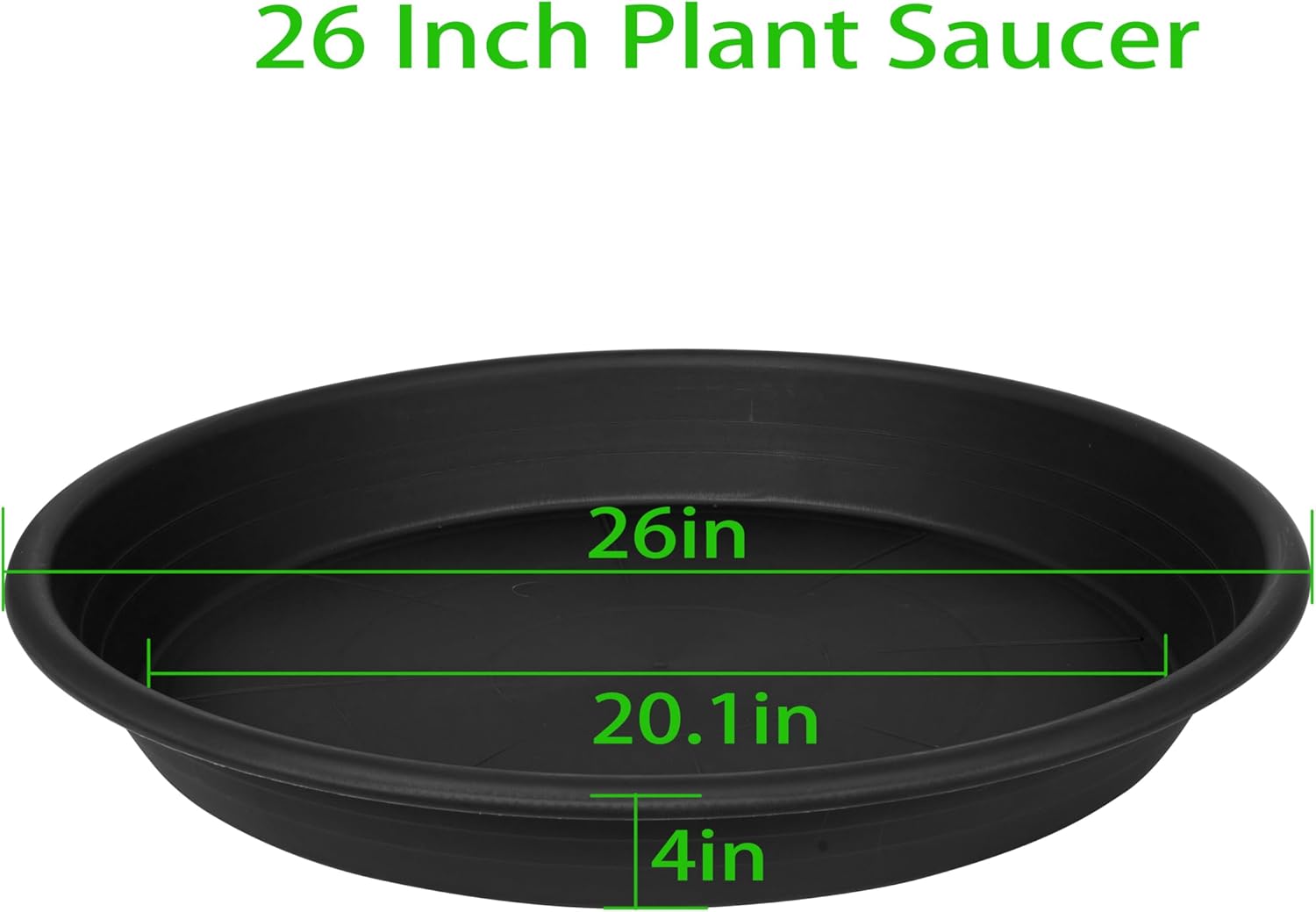 1 Pack of 26 inch Plant Saucer, Large Plant Tray, Heavy Sturdy Plant Drainage Tray for Indoors, Bird Bath Bowls, Sturdy Plastic Pot Tray for Planter (Black)