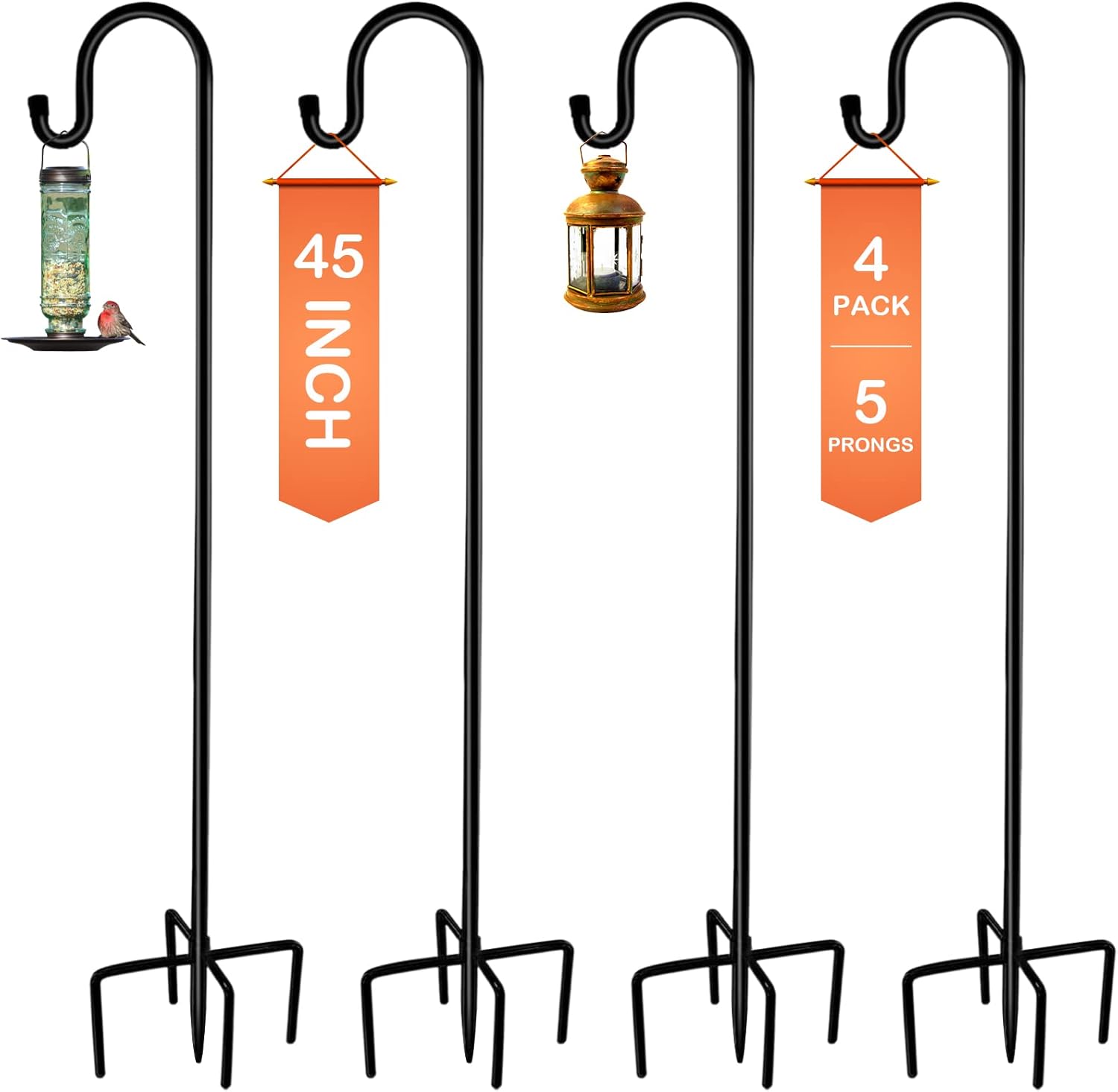 Ottsuls Shepherd-Hooks Adjustable for Bird-Feeder Lantern Plant-Hook Garden-Stake - Plant Stand Hanger for Outdoor Flower Basket, Bird Feeder Hanger Weddings Decor