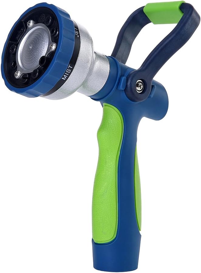 GREEN MOUNT New Patent Garden Hose Nozzle, Heavy Duty Water Nozzle, High Pressure Fireman Style Nozzle with Ergonomic Handle for Lawn and Garden Watering