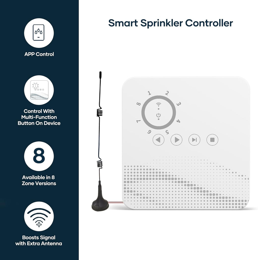 tolviviov Smart Sprinkler Controller, 8-Zone Indoor WiFi Irrigation Controller, App Enabled, Simple Automated Watering Scheduling, Local Weather Intelligence, Rain, Freeze Skip