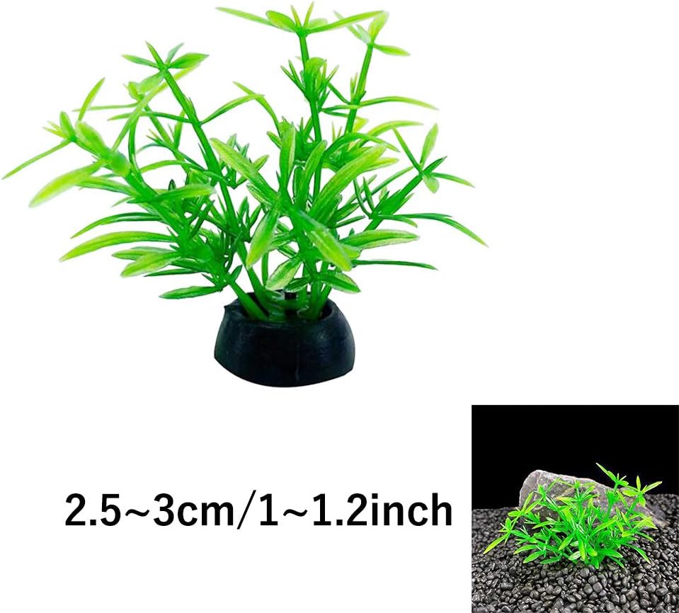 Smoothedo-Pets Aquarium Plant Fish Tank Decoration 20 Pieces Small/1" Tall Plastic Artificial Plant Goldfish Hidden Mini Grass Set (Green-A)