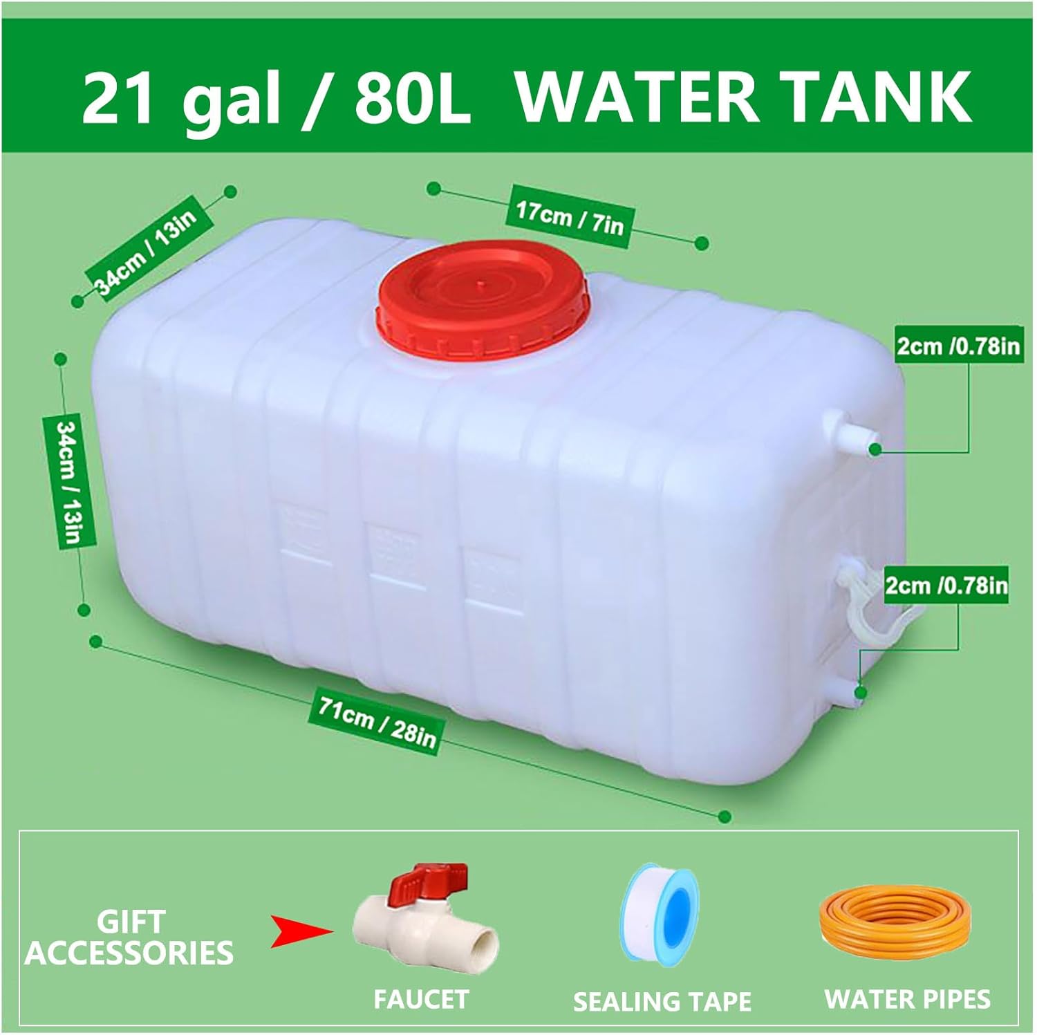 Portable Water Tank Water Storage Tank for Camping with Spigot Hose Plastic Water Container Water Storage Container for Emergency Water Storage Hiking Outdoor(Size:21gallon / 80L)