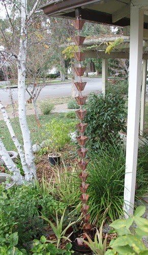 Nutshell Stores Medium Square Cups Rain Chain - Pre-Aged Copper - 20 Feet