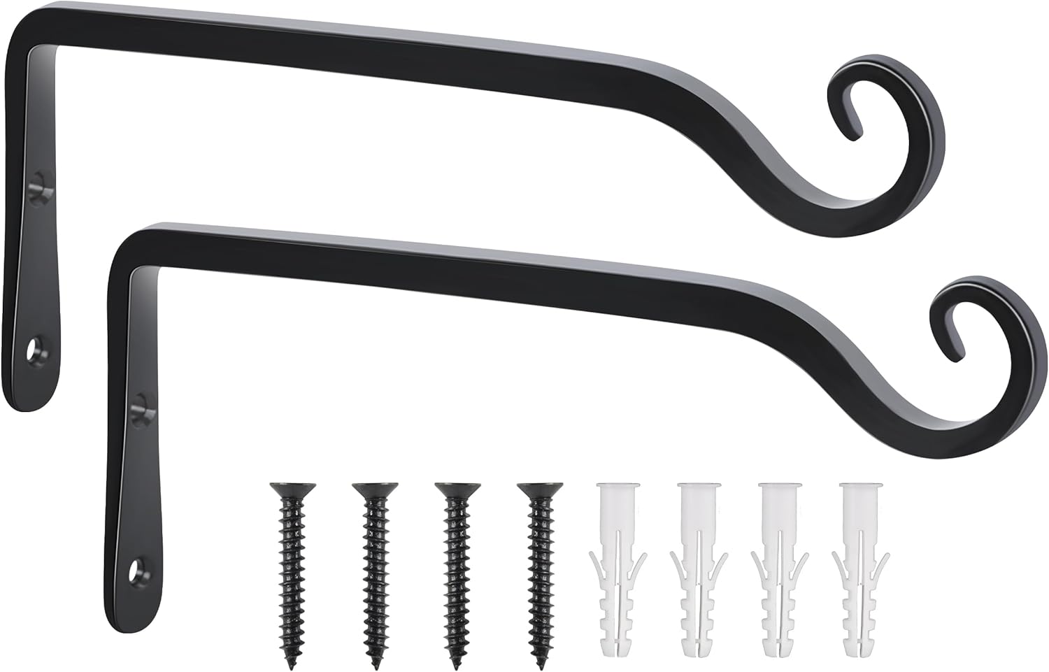 Gtongoko 2 Pack 10 Inch Metal Plant Hangers Wall Hooks for Hanging Plant Brackets, Outdoor Hooks for Hanging Bird Feeders, Flower Baskets, Lanterns, Wind Chinme, Solar Lamps