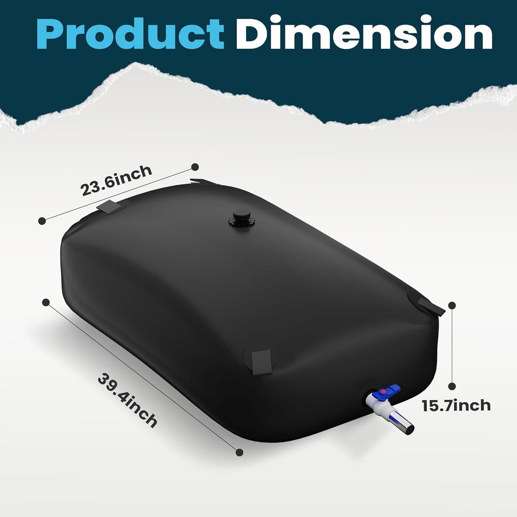 Large Capacity Portable Water Tank Containers, Bladder Tank for Drought Resistance, Fire Prevention, Emergency Water, Agricultural Irrigation Outdoor(240L/63Gal,Black)