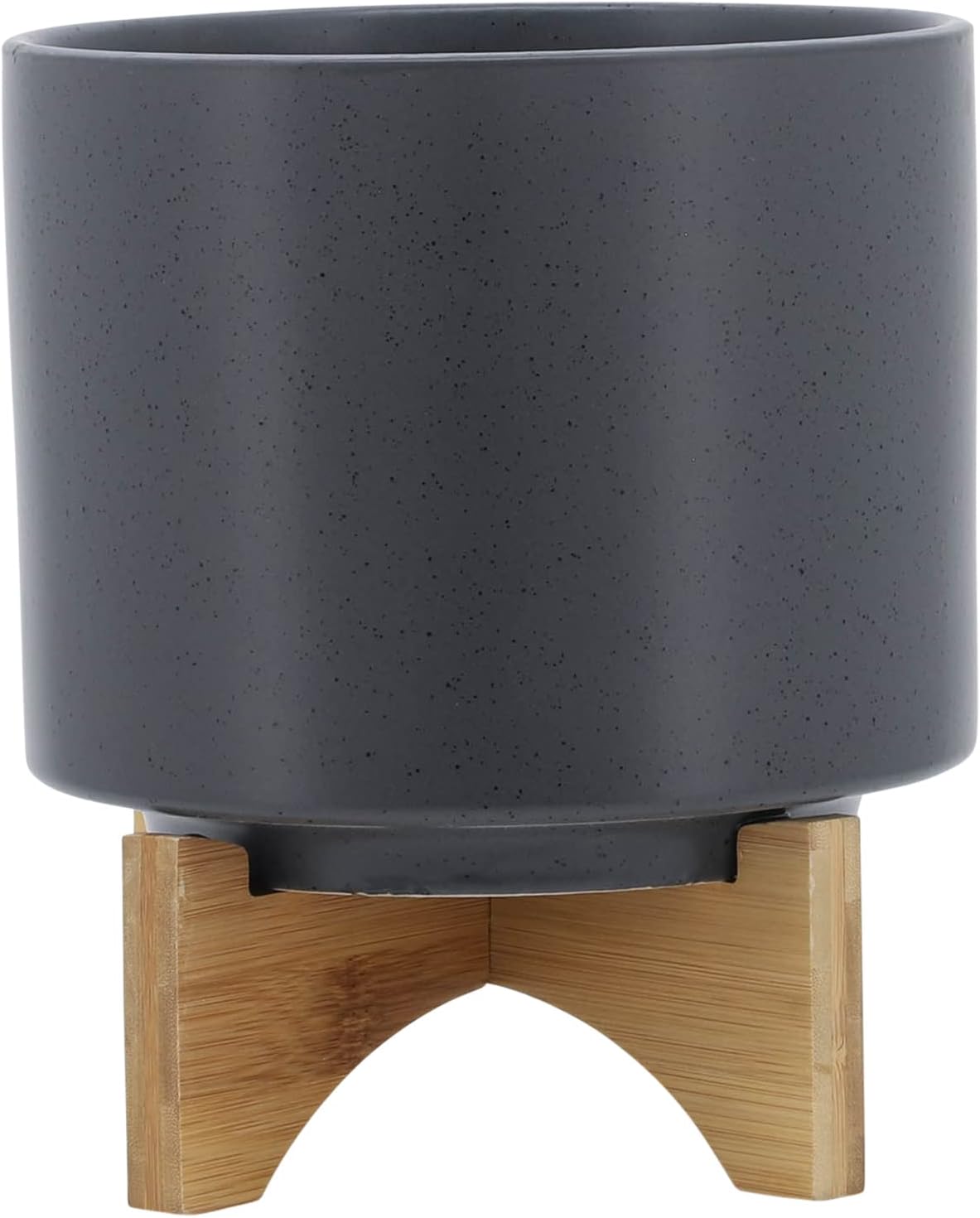 Sagebrook Home Ceramic Planter with Stand - Modern Stoneware Plant Pot - Minimalist Indoor/Outdoor Home & Garden Decor - 9" Gray