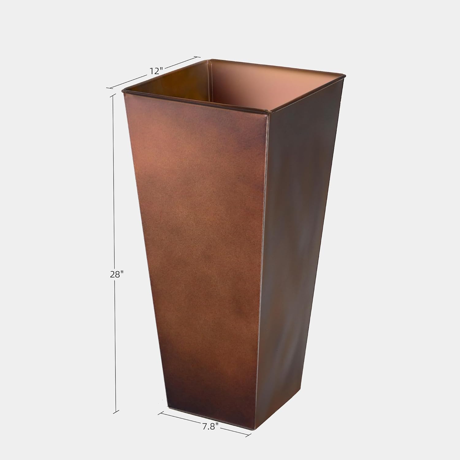 KOL 28''H. Tall Metal Planter with Insert, Set of 2, Galvanized Steel Planter Pots for Indoor & Outdoor Use, Decorative Flower Plant Pots for Front Porch, Patio, Deck - Rust Color