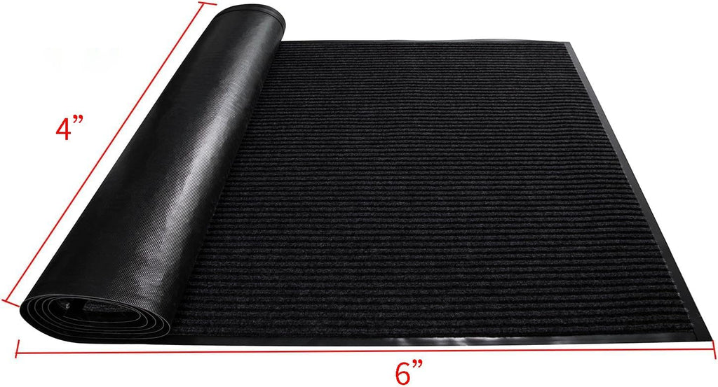 TANYOYO 4' X 6' Commercial Grade Door Floor Mat Brush Step Entrance Mat Vinyl Backed Utility Doormat Heavy Duty Floor Rugs Commercial Outdoor Carpet Indoor Entrance Mat,Black
