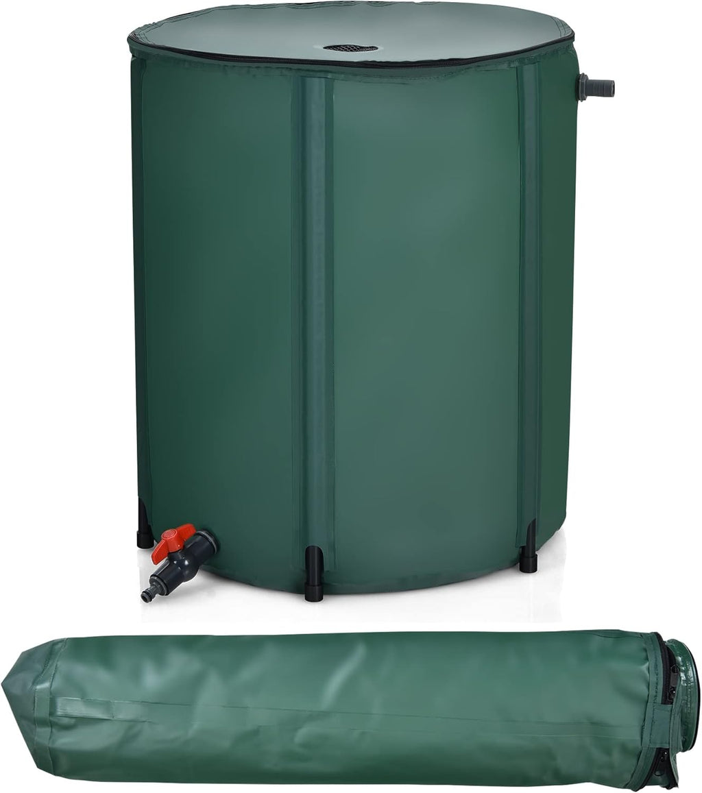 Happygrill 60 Gallon Collapsible Rain Barrel, PVC Rain Water Collection Barrel with Spigot Water Storage Container & Top Mesh, Portable Rain Barrels to Collect Rainwater from Gutter for Garden Lawn